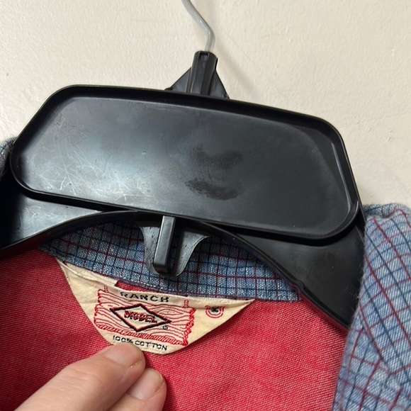 Red and Blue Button Down Shirt with Contrasting Accents vintage 70’z - Picture 2 of 2